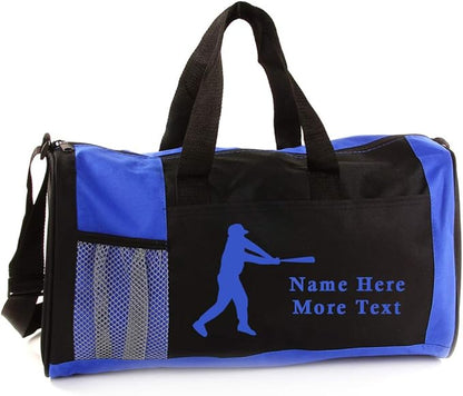 KishKesh Personalized Sport Duffel Bag – Ideal for Baseball Players, Gym, Travel, Training & Workout Essential for Male – Durable, Customizable Name & Text for Kids and Adults – Blue, 18" X 10" X 8"