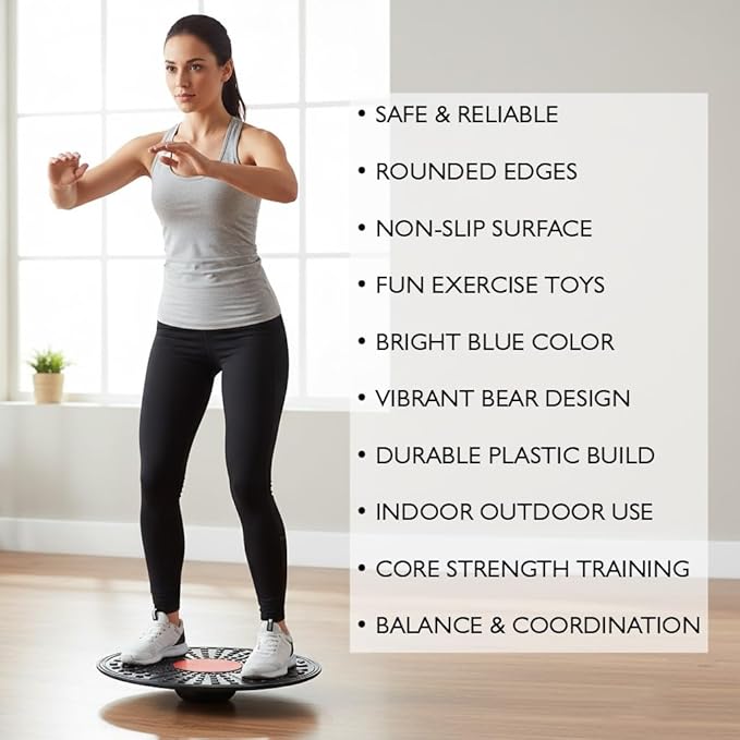 Balance Board 360° Rotating Core Strength & Stability Trainer for Home Gym, Fitness, Physical Therapy & Rehabilitation, Non-Slip Textured Wobble Board for Balance