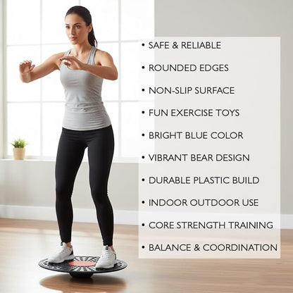 Balance Board 360° Rotating Core Strength & Stability Trainer for Home Gym, Fitness, Physical Therapy & Rehabilitation, Non-Slip Textured Wobble Board for Balance