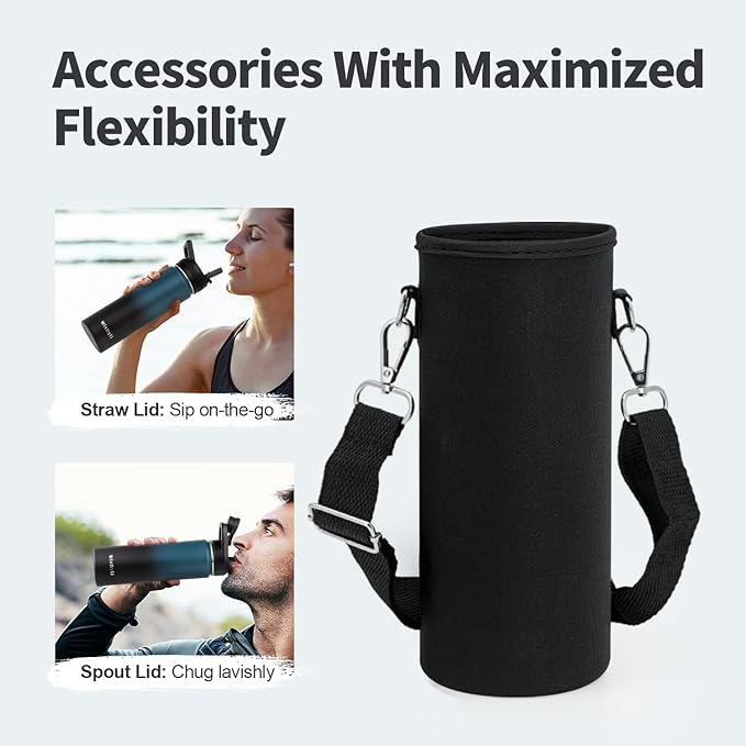 20 oz Insulated Water Bottle with Straw (Cold for 24 Hrs), Stainless Steel Triple Wall Vacuum Sports Water Jug, Leakproof Hydro Cup Flask with Paracord Handle & Straw Spout Lids & DIY Stickers