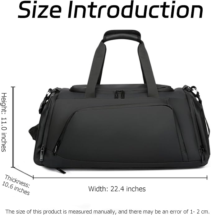 Gym Bag for Men and Women, with shoes and wet compartments - travel, sports, fitness and waterproof overnight bag
