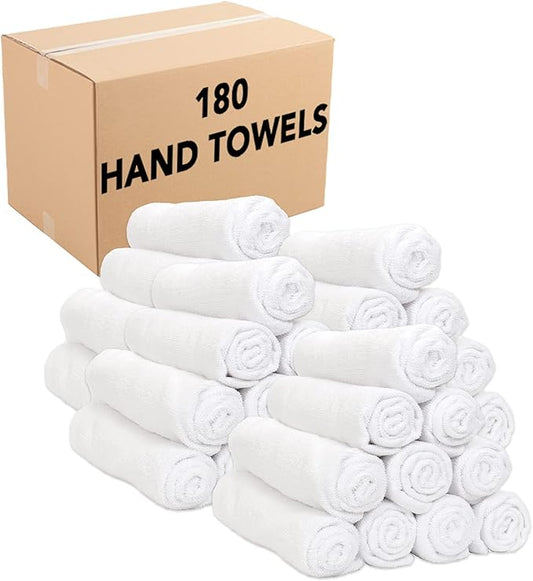 Arkwright Microfiber Gym Towel - (Case of 180) Bulk Soft Lightweight Quick Dry Hotel Quality Hand Towels, Sweat Absorbent, Perfect for Workout, Yoga, Spa, Bathroom, 15 x 24 in, White