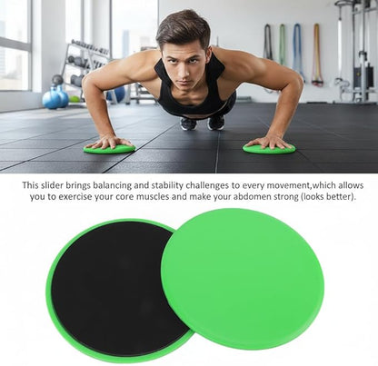 2Pcs Core Sliders for Full - Body Workout | Fast Speed Slide Plate for Balance & Coordination | Round Gliding Discs for Home/Gym/Travel | Lightweight & Portable, Green
