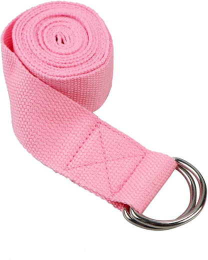 Stretching Yoga Strap / Stretch Band for Yoga Pilates Exercise 6 Ft - Durable Yoga Belt with Safe Adjustable D Ring Buckle for Daily Stretching, Physical Therapy, Fitness, Restorative Practice - Pink Color