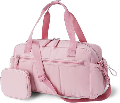 Ceneda Small Gym Bag for Women, Quilted Puffer Tote with Wet Pocket & Coin Purse, Lightweight Mini Sports Travel Duffle with Crossbody Strap, Water-Resistant for Workout, Yoga, Daily Commute