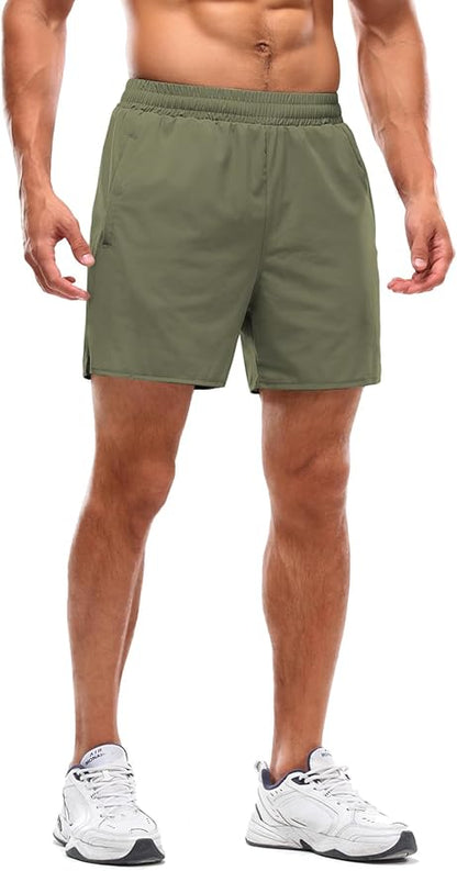 Aolesy Men's 2 in 1 Running Shorts 5" Workout Gym Athletic Shorts for Men Quick Dry Lightweight Training Shorts with Pockets