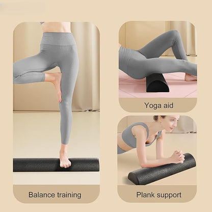 Body Muscle Foam Roller - 30x15x7.5cm High Density Stretching Equipment, Fitness Recovery Half Roller, Durable Workout Tool for Release | Home Studio Yoga Pilates Post Sports Stretching