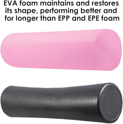 Crown Sporting Goods 12" x 6" Premium EVA Foam Roller – Firm, Dense, and Shape-Restoring (Pink)