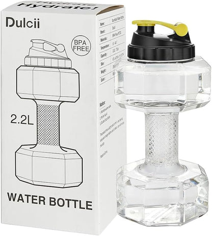 2.2L / 75Oz Dumbbell Shape Water Bottle, PETG Eco-friendly Sports Fitness Exercise Water Jug for Gym, Yoga, Running, Outdoors, Cycling, and Camping