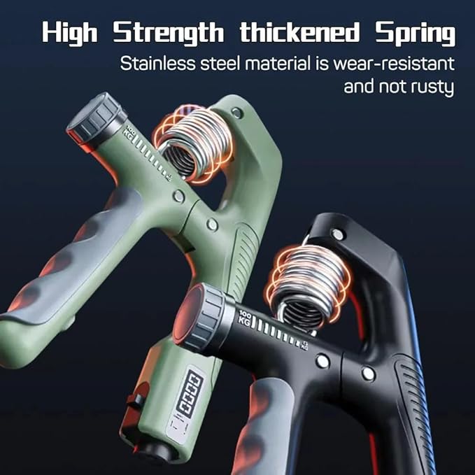 Hand Gripper Strengthener, Adjustable Resistance 22-220Lbs (10-100kg) Forearm Exerciser, Grip Strength Trainer for Muscle Building & Injury Recovery, Aerobic Hands