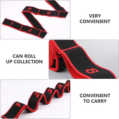 FUOYLOO 2pcs Yoga Resistance Bands Set Professional Elastic Stretch Bands for Fitness Training Bodybuilding Back Stretching for Beginners in Crimson and Rose