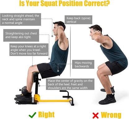 Goplus Deep Squat Machine, 8-in-1 Sissy Squat Fitness Equipment Functional Core Workout Training Sit Up & Push Up Leg Exerciser, with Anti-Skid Measures, Soft PVC Cover, Handy Wheels (Yellow&Black)