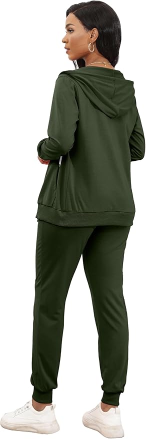 CLOCOR Track Suits for Women Set - Casual 2 Piece Outfits Sweatsuit Pocket Hoodies Long Sleeve with Patchwork Pants Set