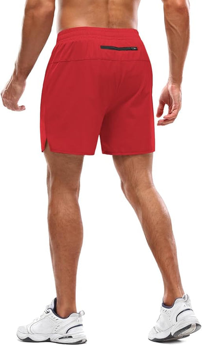 Aolesy Men's 2 in 1 Running Shorts 5" Workout Gym Athletic Shorts for Men Quick Dry Lightweight Training Shorts with Pockets