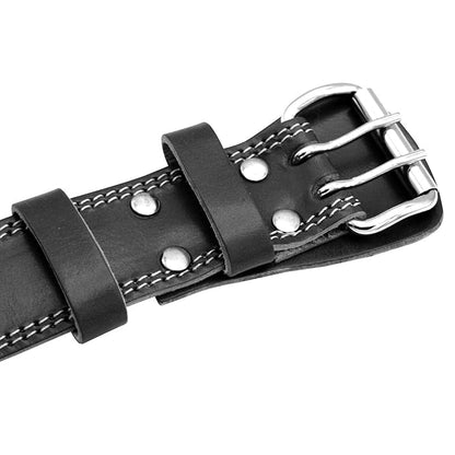 G4 Vision Genuine Leather Adjustable Weightlifting Belt 4 Gym Fitness Bodybuilding Powerlifting Deadlifting Thrusters Back Support Heavy Workout (Small, Black)
