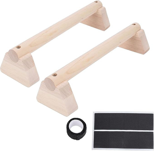 2PCS Wood Push Up Bars with Non Slip Base Pad Exercise Home Workout Equipment Wooden Parallettes Handle Stands Grip for Men Strength Training, Planks Calisthenics