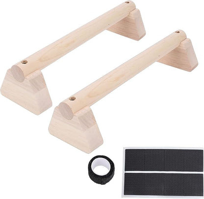 Wood Push Up Bars, Calisthenics Equipment with Base Non Slip Parallettes Bars Handstand Practice Support Pole Pushup Handles Fitness Blocks for Men and Women Strength Training