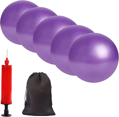 Pilates Exercise Ball for Yoga, Barre, Fitness & Physical Therapy Mini Squishy Balance Ball for Home Workouts Includes Pump for Easy Inflation