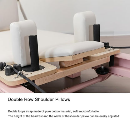 Pink Foldable Pilates Reformer Machine for Home, Aluminum Reformer Pilates Machine for Home and Studio