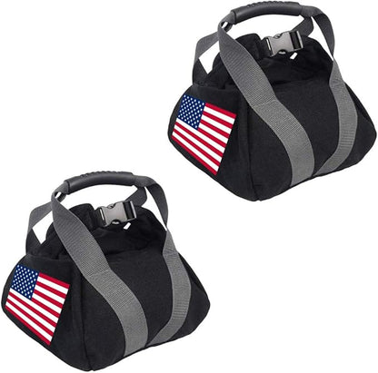 2 Pcs Adjustable Canvas-Kettlebell-Sandbag wtih Handle for Training Home Training, Yoga, Fitness (National Flag)