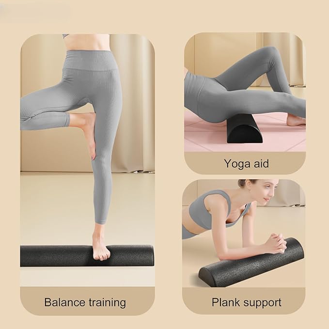 Workout Foam Roller - High Density Half Stretching Equipment,Athletic Body Foam Roll,for Home Gym Studio Pilates Fitness Workout Post-Sports Training Stretching