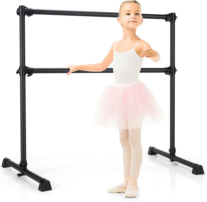 Goplus 4 FT Height Adjustable Ballet Bar, Double Portable Ballet Barre, Freestanding Dance Bar, Fitness Exercise Equipment for Home Gym School, Barre Bar for Kids & Adults