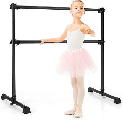 Goplus 4 FT Height Adjustable Ballet Bar, Double Portable Ballet Barre, Freestanding Dance Bar, Fitness Exercise Equipment for Home Gym School, Barre Bar for Kids & Adults