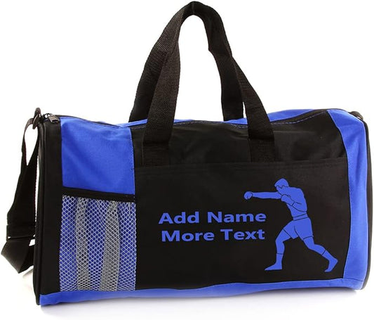KishKesh Personalized Sport Duffel Bag – Ideal for Boxing Enthusiast, Gym, Travel, Training & Workout Essential for Male – Durable, Customizable Name & Text for Kids and Adults – Blue, 18" X 10" X 8"