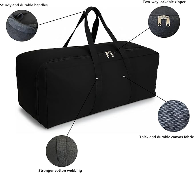 Extra Large Canvas Travel Duffle Bag, Camping, Storage