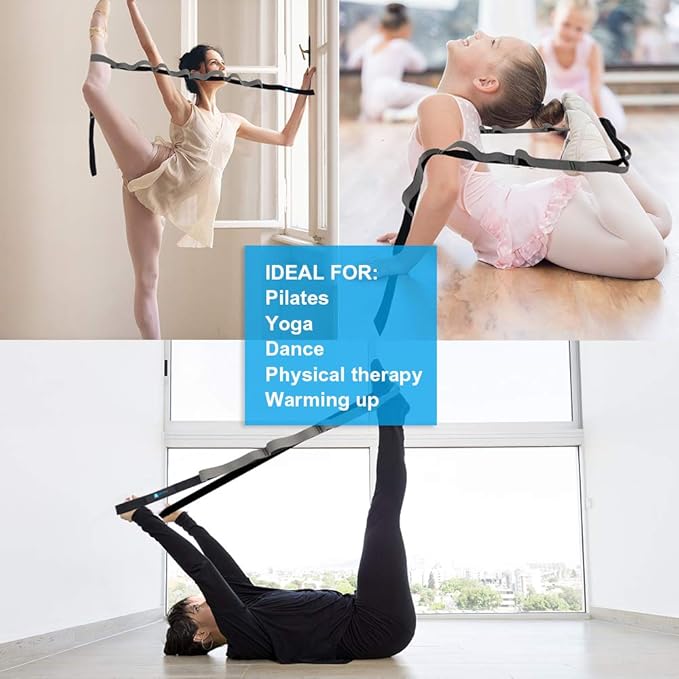 Premium Durable Stretch Straps with Loops, Stretching Strap for Physical Therapy, Multi-Loop Yoga Strap Fitness Exercise Strap for Yoga, Pilates, Dance, Flexibility&Exercise