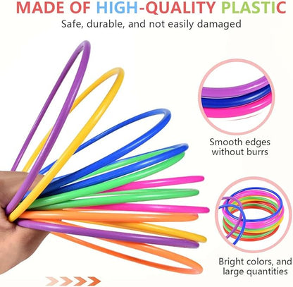 OBTANIM 24 Pcs Plastic 7 Inch Ring Toss Game for Kids and Outdoor Toss Rings for Speed and Agility Practice Game, Random Colors