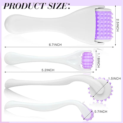 Tondiamo 2 Pcs Muscle Roller Gifts Stick Fascia Body Cellulite Face Muscle Massage Roller Manual Massage Tools for Relief Neck Arm Back Leg Body Deep Release(Purple,Silicone)