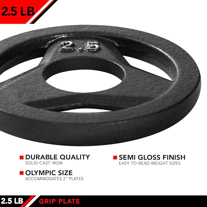 JFIT Olympic 2 Inch Grip Plates and Bumper Plates for Barbell - Single Weights or Sets of 2 (Muliple Weights)
