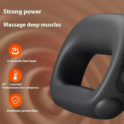 Deep Tissue Percussion Muscle Massage Gun: with Heat, Adjustable Intensity and Speed, Super Quiet, USB-C Rechargeable, Portable, Pain Relief for Athletes and Everyone, Ideal Gift（Black）