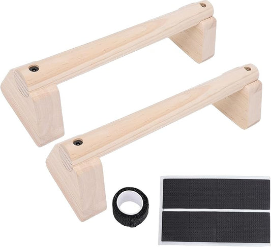 2PCS Wood Push Up Bars with Non Slip Base Pad Exercise Home Workout Equipment Wooden Parallettes Handle Stands Grip for Men Strength Training, Planks Calisthenics