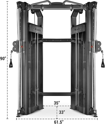 XMARK Functional Trainer Cable Machine, Dual Weight Stack Cable Pulley Machine for Strength Training, Commercial and Home Gyms, and Rehab Facilities