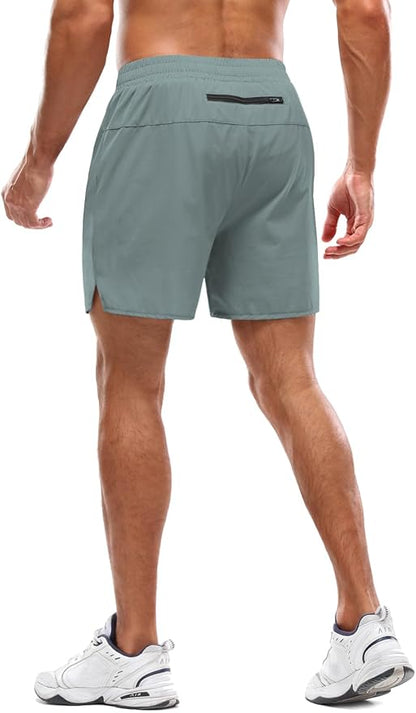 Aolesy Men's 2 in 1 Running Shorts 5" Workout Gym Athletic Shorts for Men Quick Dry Lightweight Training Shorts with Pockets
