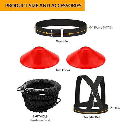 80lb Resistance Band Finess Training Set, Shoulder Belt Explosive Speed Agility Training Equipment Double People Physical Exercising Suit for Various Sports