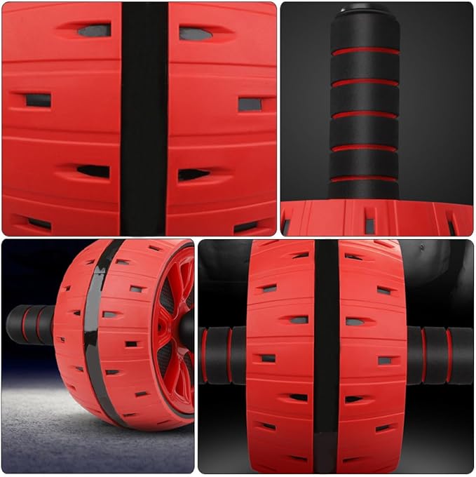 Ab Roller Wheel with Knee Pad Red Abdominal Muscle Trainer Wheel for Core Strength Exercise Suitable for Home Gym and Workout