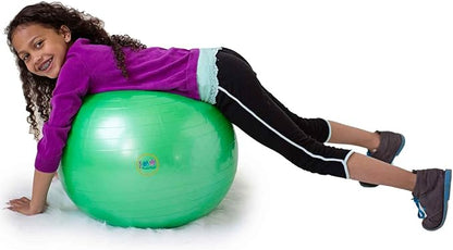 Fun and Function Therapy Ball for Kids, Exercise, Yoga, Balance, Stability, Active Seating Alternative for Classrooms and at Home, Supports Sensory Seekers & Children with ADHD - 24" Green