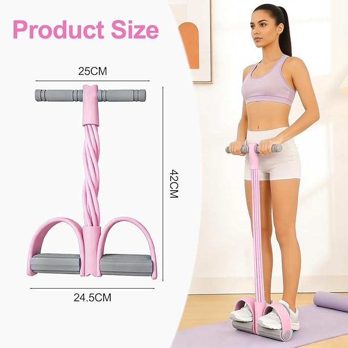 8-Tube Pedal Resistance Band with Handles, Multifunction Foot Pedal Tension Rope Fitness Equipment, Natural Rubber Exercise Puller for Abs, Arms, Waist & Leg Training