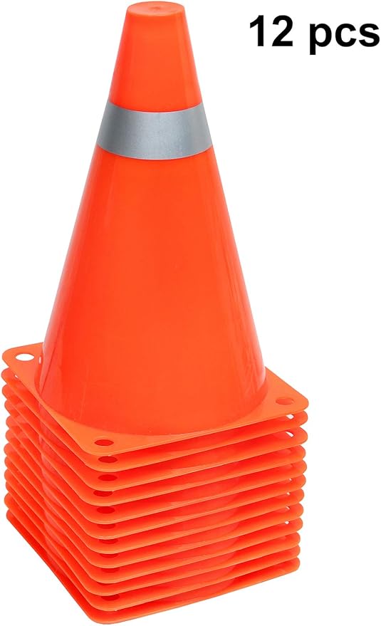 Kiddie Play 7 Inch Traffic Cones Sports Soccer Drills Agility Training Orange Cones for Kids (Set of 12)