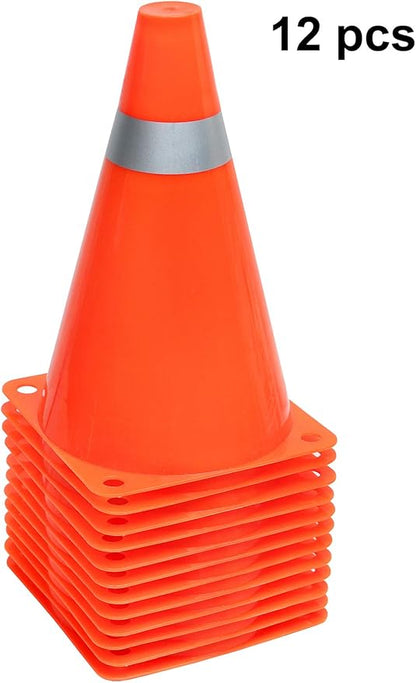 Kiddie Play 7 Inch Traffic Cones Sports Soccer Drills Agility Training Orange Cones for Kids (Set of 12)