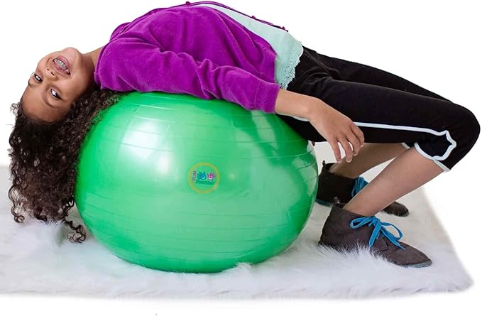 Fun and Function Therapy Ball for Kids, Exercise, Yoga, Balance, Stability, Active Seating Alternative for Classrooms and at Home, Supports Sensory Seekers & Children with ADHD - 24" Green