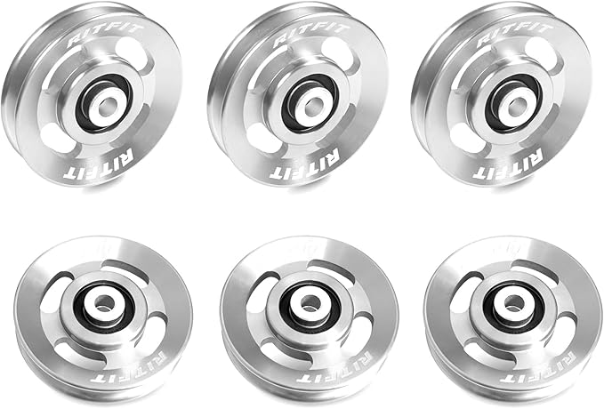 RitFit Aluminum Pulley Wheel for Gym Equipment, 2PCS/ 6PCS Set Power Rack Pulley Attachment, 90mm Aluminum Alloy Bearing Gym Pulley Wheel for Home Gym