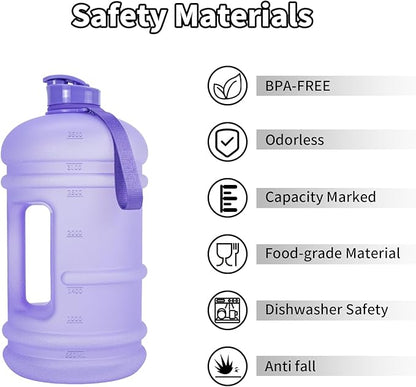 TOOFEEL 1 Gallon Water Bottle,Leakproof,Bpa Free,Dishwasher Safe,128 oz Large Water Jug wiht Handle,Travel & Camping & Sports & Gym Water Bottle For Men and Women - Matte Violet