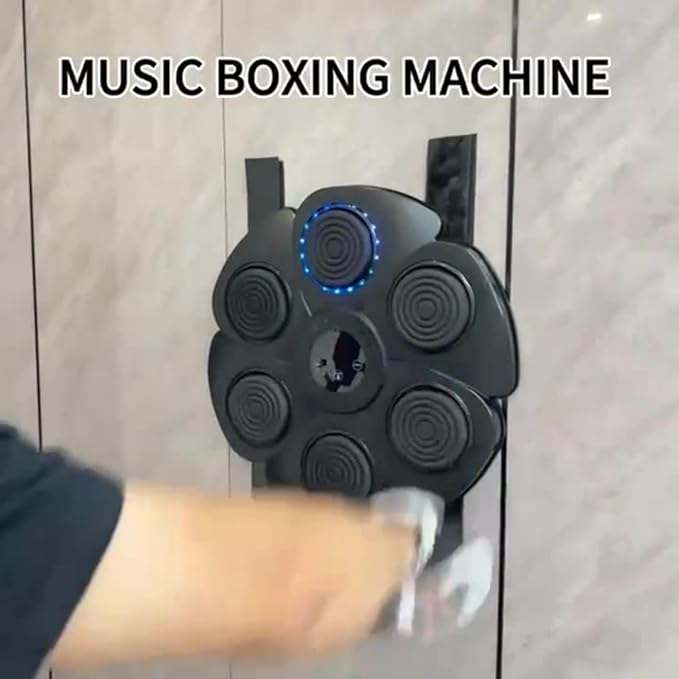 Smart Music Boxing Machine Interactive Punching Trainer with Boxing Gloves Reaction Training with Fun for Adults Kids Seniors Hand-Eye Coordination Unisex Wall Mounted