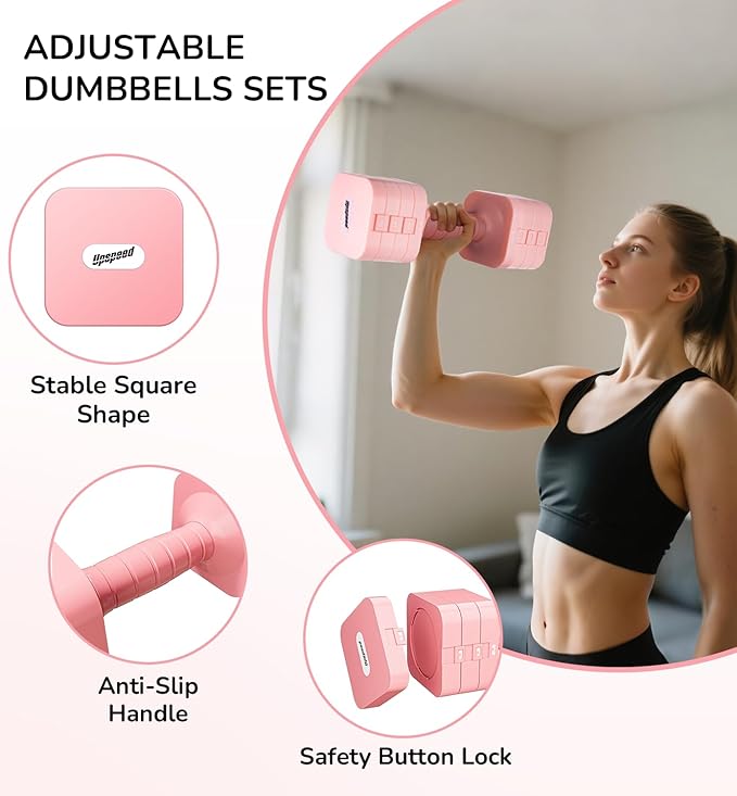 16LBS/20LBS Dumbbells Sets Adjustable Dumbbell Set Hand Weights for Women Men Free Weights Dumbbells Set Exercise Fitness dumbbell sets of 2 for Home Gym Workout Strength Training Equipments