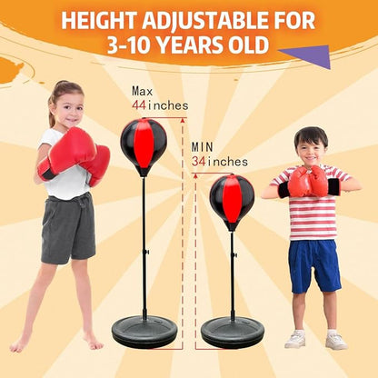 Punching Bag for Kids, 3-12 Adjustable Boxing Equipment with Boxing Gloves, Boxing Set as Boys & Girls Toys Gifts