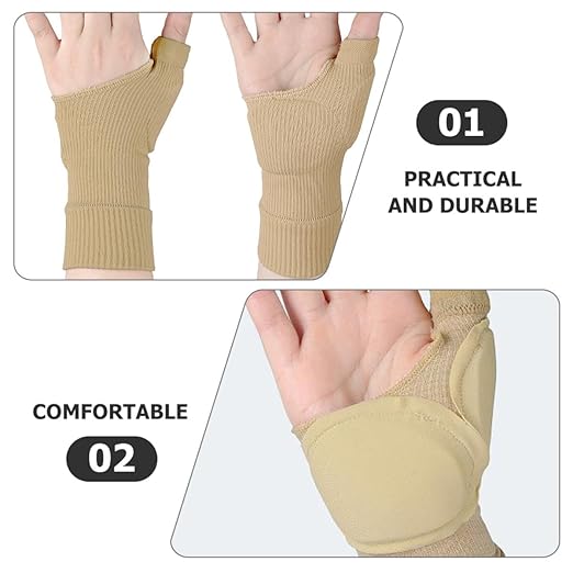 HOMSFOU Protective Wrist Brace Compression Gloves Breathable Sports Wrist Support for Fitness Training Basketball Hand Wrap, Skin Color, Size L